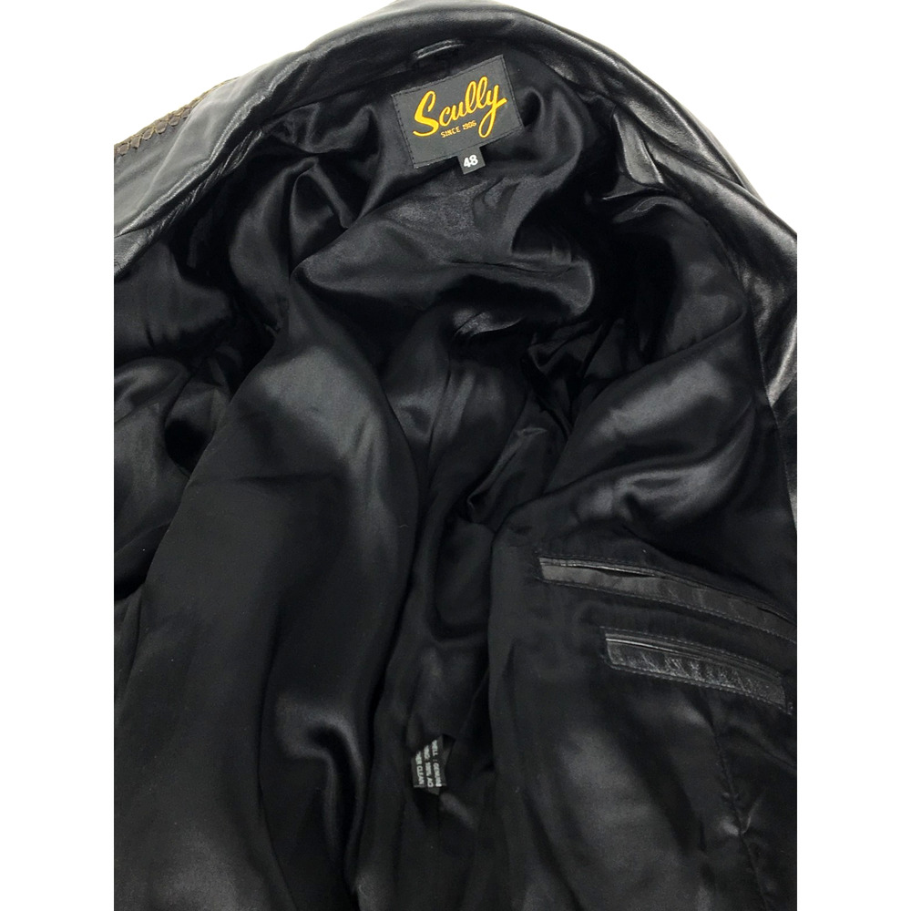 48R Scully Mens 100% Genuine Leather Ranch Western Hand Beaded 3 Button Jacket - Picture 14 of 16